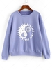 ZAFUL Chinoiserie Sun and Moon Print Sweatshirt S Cornflower blue