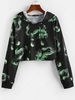 ZAFUL Chinoiserie Yin and Yang Dragon Print Crop Hoodie L Black