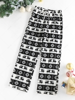 ZAFUL Christmas Elk Snowflake Fleece Pull On Pants L Black