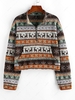 ZAFUL Christmas Elk Snowflake Half Zip Knit Sweatshirt M Deep coffee