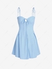 ZAFUL Cinch Tie Bust Pleated Mini Dress L Light blue