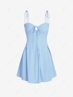 ZAFUL Cinch Tie Bust Pleated Mini Dress L Light blue