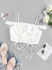 ZAFUL Cinched Cold Shoulder Cropped Blouse L White