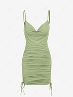 ZAFUL Cinched Cowl Neck Bodycon Dress L Light green