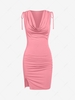 ZAFUL Cinched Cowl Neck Slit Slinky Dress M Light pink