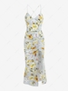 ZAFUL Cinched Flower Slit Slinky Slip Dress Xl Light gray