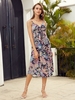 ZAFUL Cinched Front Paisley Print Cami Midi Dress L