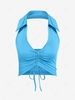 ZAFUL Cinched Halter Turn Down Collar Crop Tank Top M Blue