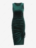 ZAFUL Cinched Midi Bodycon Dress L Deep green