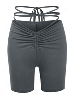 ZAFUL Cinched Midriff Flossing Skinny Shorts L Gray