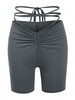 ZAFUL Cinched Midriff Flossing Skinny Shorts M Gray