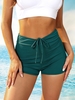 ZAFUL Cinched Ribbed Boyshorts Bikini Bottom M Deep green
