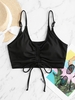 ZAFUL Cinched Ribbed Cropped Bikini Top L Black