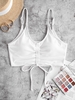 ZAFUL Cinched Ribbed Cropped Bikini Top L White