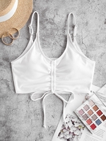 ZAFUL Cinched Ribbed Cropped Bikini Top L White