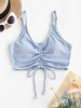 ZAFUL Cinched Ribbed Cropped Bikini Top M Light blue