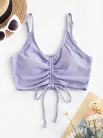 ZAFUL Cinched Ribbed Cropped Bikini Top M Light purple