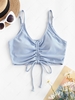ZAFUL Cinched Ribbed Cropped Bikini Top S Light blue