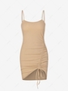 ZAFUL Cinched Ribbed Mini Bodycon Dress L Light coffee