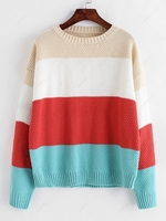 ZAFUL Color-blocking Drop Shoulder Textured Sweater Multi a