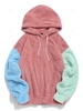 ZAFUL Color-blocking Splicing Fuzzy Fleece Pullover Hoodie 2xl Light coral