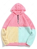 ZAFUL Color-blocking Splicing Half Zipper Fuzzy Hoodie Xl Watermelon pink