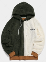 ZAFUL Color-blocking Two Tone Drop Shoulder Faux Fur Fuzzy Hoodie 2xl