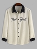 ZAFUL Color Spliced Letter New York Embroider Corduroy Shirt Xl Light coffee