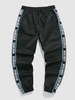 ZAFUL Color Spliced Letter Printed Drawstring Jogger Pants S Black