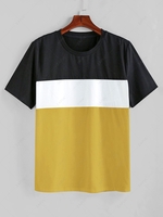 ZAFUL Color Spliced Short Sleeves T-shirt 2xl Goldenrod