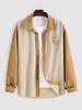 ZAFUL Colorblock BROOKLYN Embroider Corduroy Shirt L Light coffee