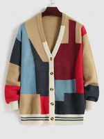 ZAFUL Colorblock Button Fly Cardigan L Multi a