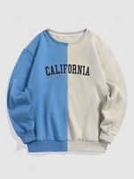 ZAFUL Colorblock CALIFORNIA Embroidery Flocking Sweatshirt M Blue
