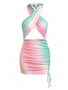 ZAFUL Colorblock Cinched Halter Criss Cross Bodycon Dress Xl