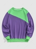 ZAFUL Colorblock Crew Neck Pullover Sweatshirt Xl Purple