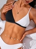 ZAFUL Colorblock Crinkle Bikini Top M Black