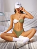 ZAFUL Colorblock Crinkle Knotted Bikini Swimwear S Light green