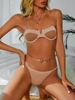 ZAFUL Colorblock Crinkle Underwire Balconette String Bikini Swimwear S Light coffee