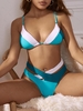 ZAFUL Colorblock Criss Cross Cutout Bikini Swimwear S Deep green