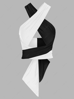 ZAFUL Colorblock Criss Cross Tie Tank Top Black