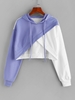 ZAFUL Colorblock Crossover Cropped Hoodie L Light blue