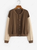 ZAFUL Colorblock Drop Shoulder Bomber Jacket M Coffee