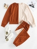 ZAFUL Colorblock Drop Shoulder Drawstring Jogger Pants Set Xl Coffee