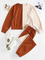 ZAFUL Colorblock Drop Shoulder Drawstring Jogger Pants Set Xl Coffee