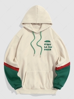 ZAFUL Colorblock Fleece Lining PARIS Graphic Hoodie Xl Light coffee