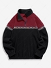 ZAFUL Colorblock Geometric Embroidery Fluffy Polar Fleece Sweatshirt Xxl Black