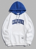 ZAFUL Colorblock Hooded Letter CALIFORNIA Pattern Fleece-lined Hoodie Xl White