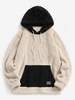 ZAFUL Colorblock Kangaroo Pocket Fluffy Hoodie 2xl Light yellow