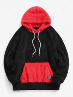 ZAFUL Colorblock Kangaroo Pocket Fluffy Hoodie Xl
