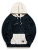 ZAFUL Colorblock Kangaroo Pocket Fluffy Hoodie Xl Cadetblue